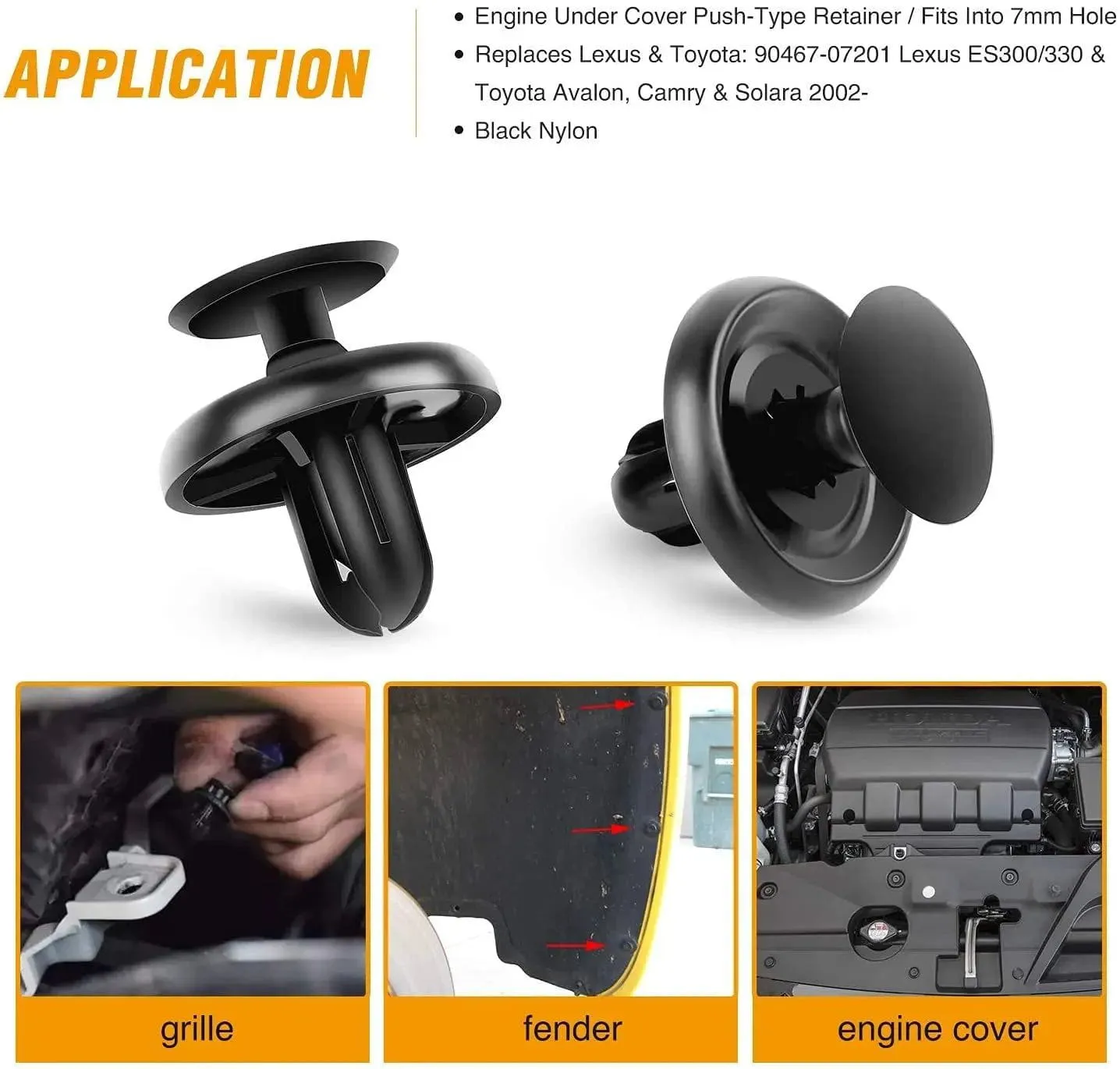 100 Pcs Hole 7mm Car Push Retainer Clips Kits For Lexus Toyota