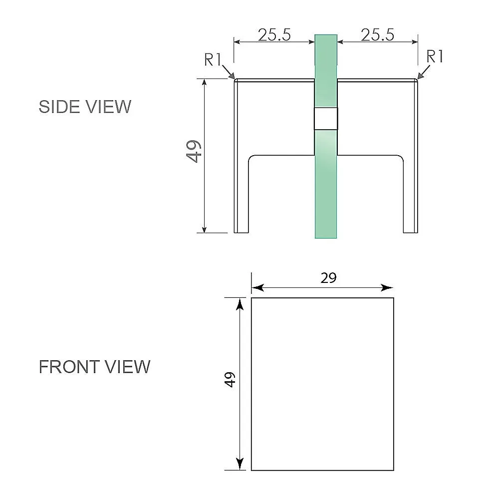 100cm Frameless Diamond Shower Screen with Chrome Brackets and SS Hinges, Square Double Pull Handle