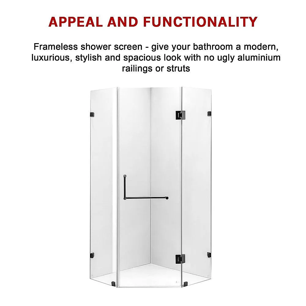 10mm Safety Glass Frameless Shower Screen 900x900mm
