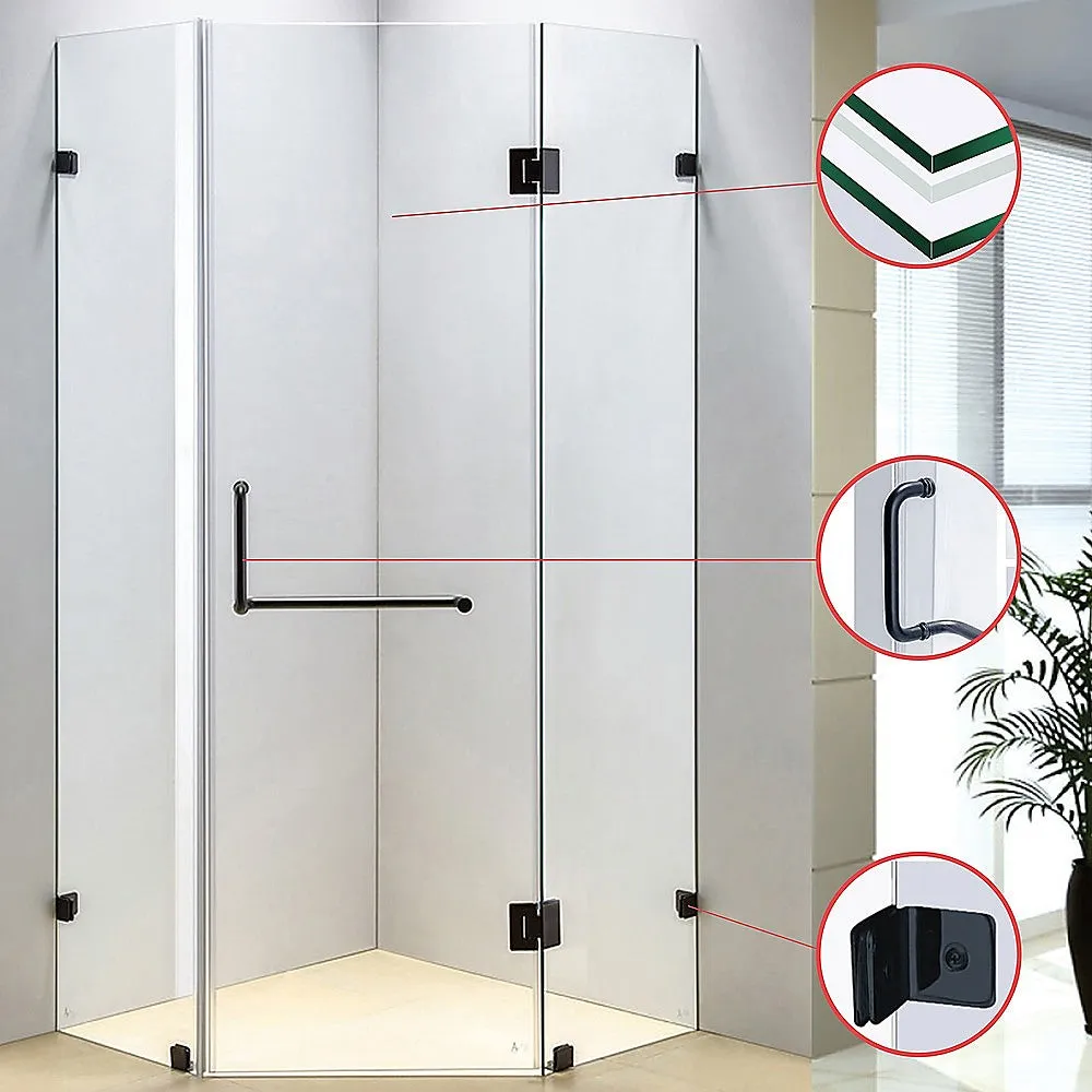 10mm Safety Glass Frameless Shower Screen 900x900mm