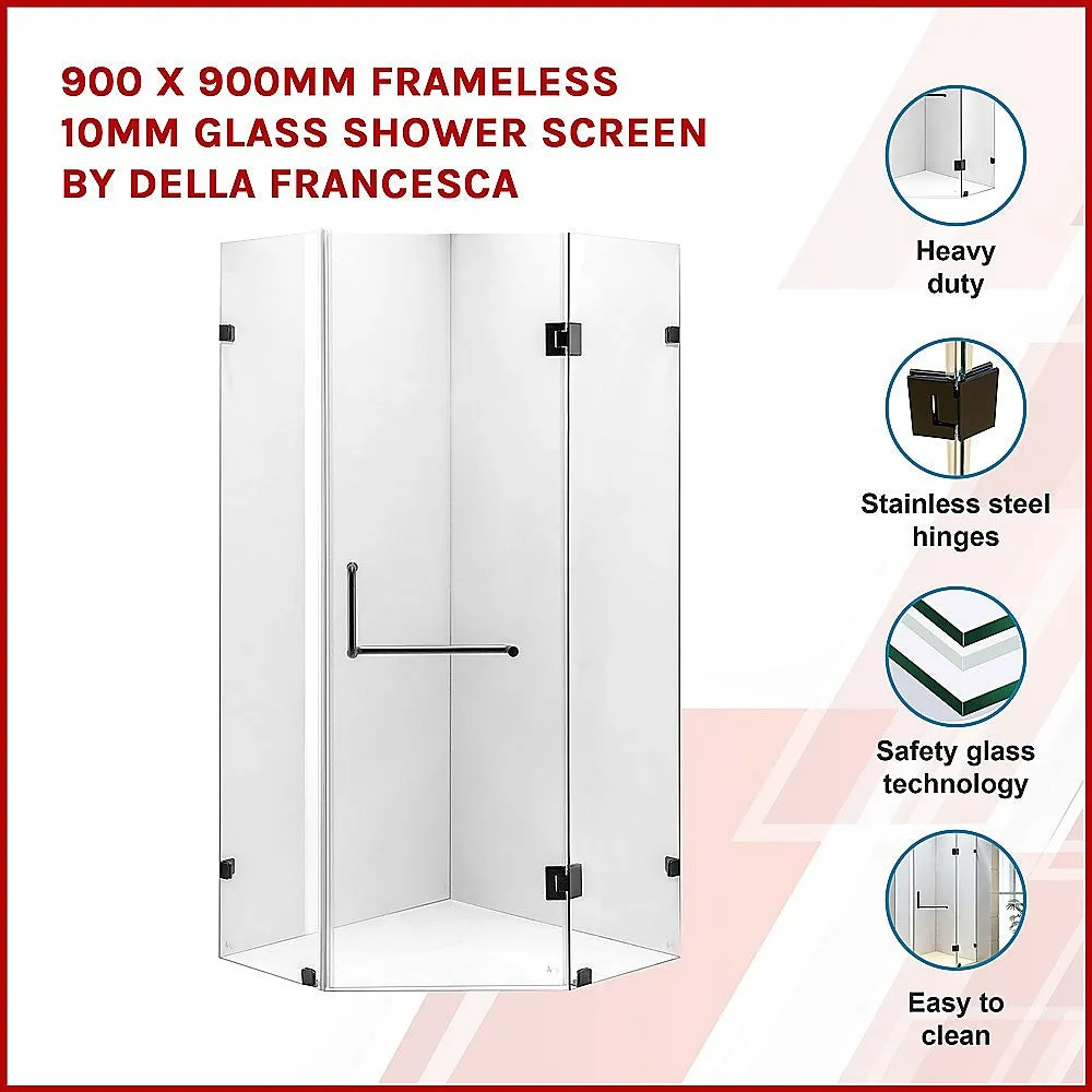 10mm Safety Glass Frameless Shower Screen 900x900mm