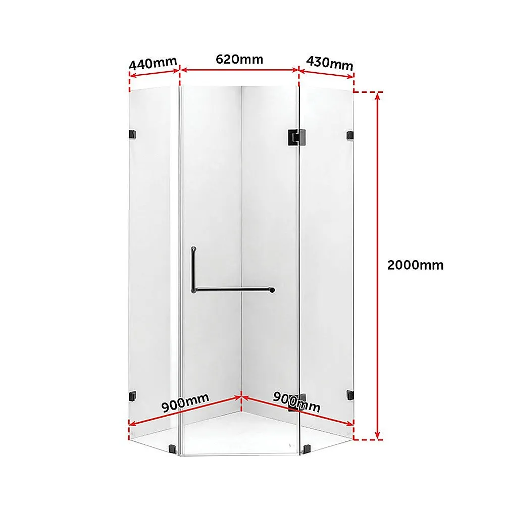10mm Safety Glass Frameless Shower Screen 900x900mm
