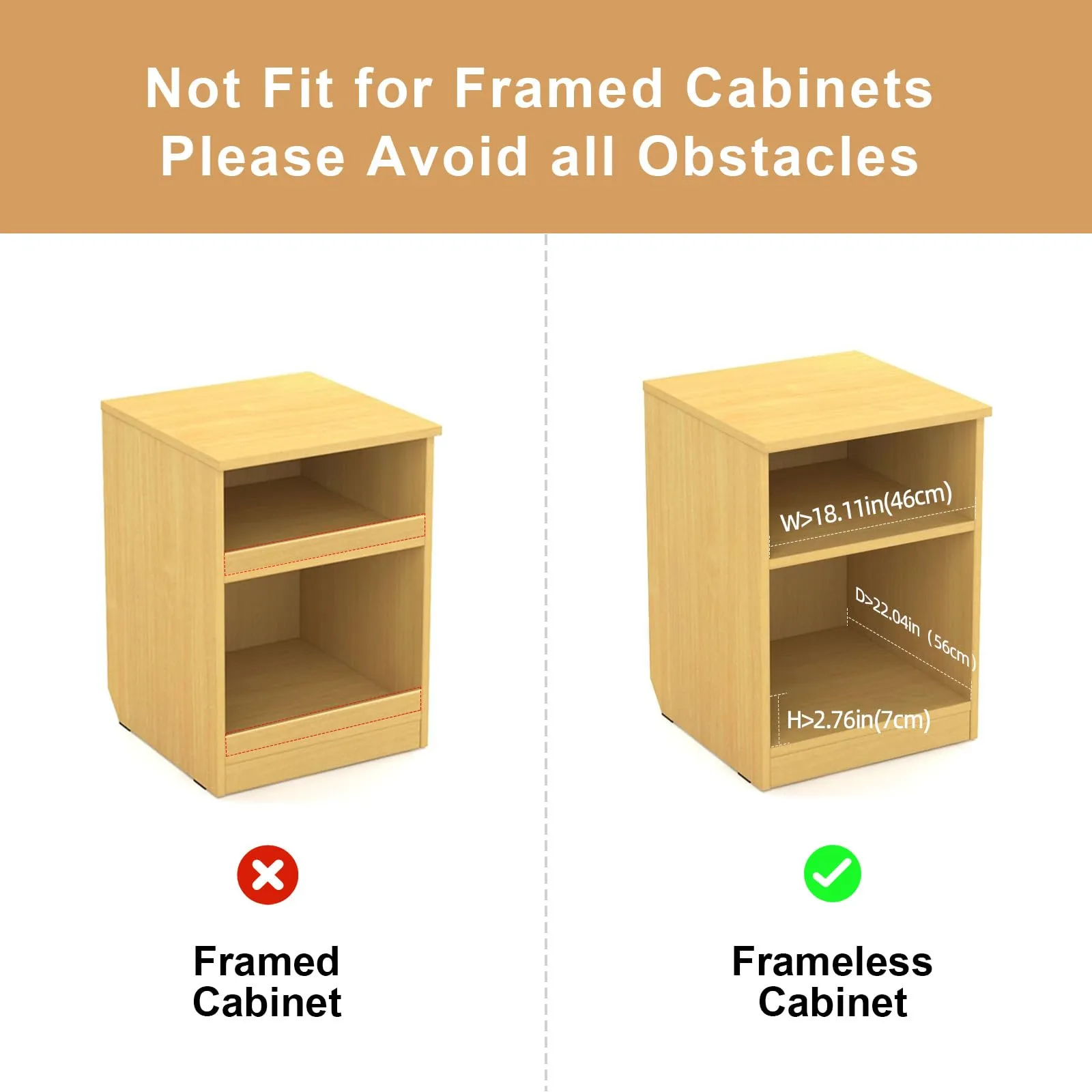 2-Pack Expandable Pull Out Cabinet Organizer, 53cm Depth Pull Out Cabinet Organizer for Kitchen Cabinets, Adjustable Adhesive Drawers for Bathroom, Bedroom, Pantry(NOT for Cabinets with Lips/Frame)