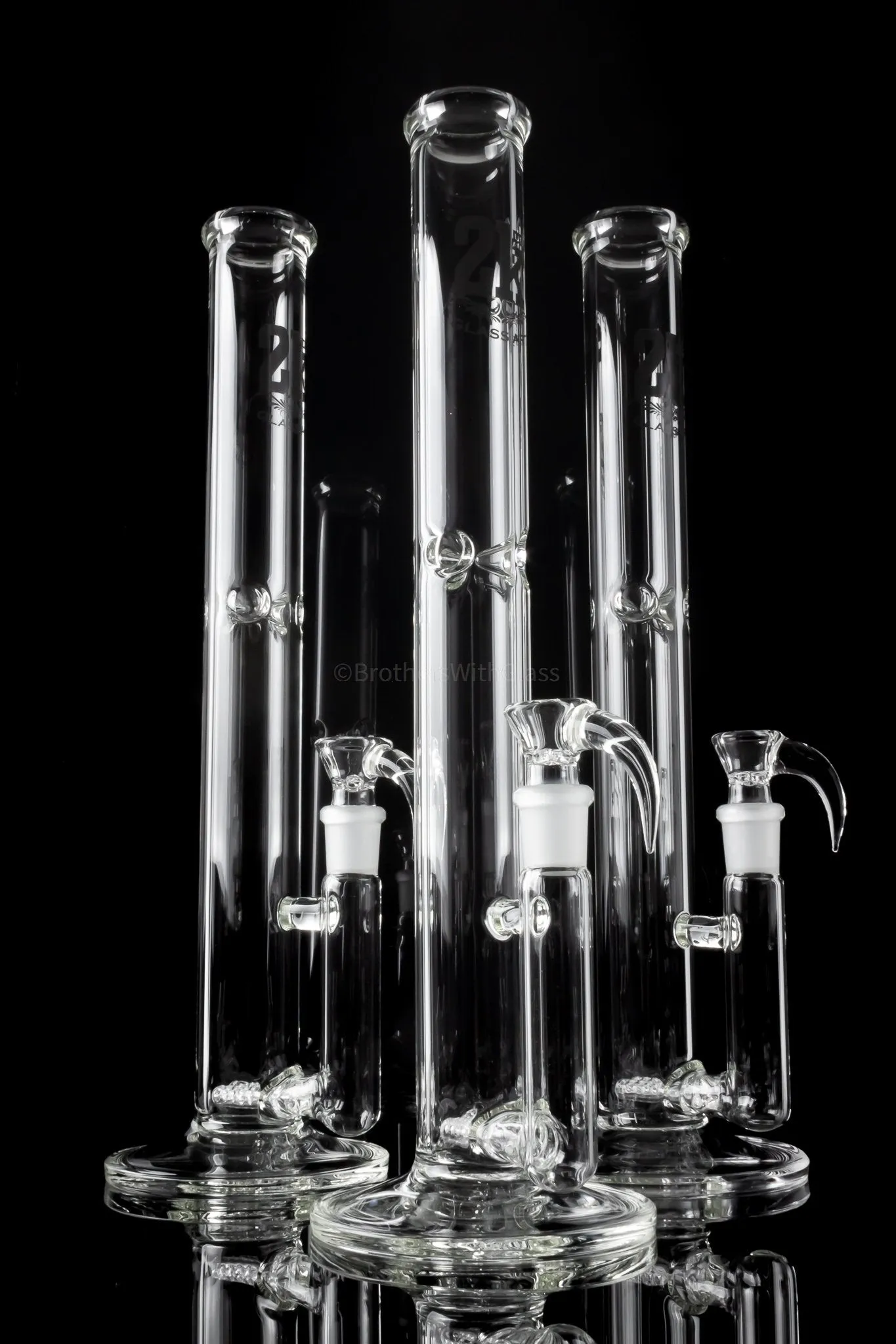 2K Glass Art 16 In Clear Double Stemline Straight Bong