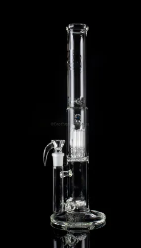 2K Glass Art 16 In Clear Double Stemline to Tree Perc Bong With Opal