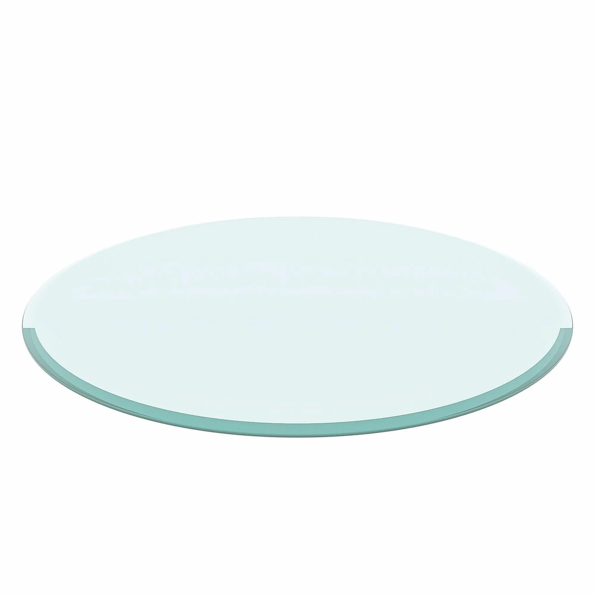 36" Inch Round Tempered Glass Table Top Clear Glass 1/2" Inch Thick Beveled Polished Edge