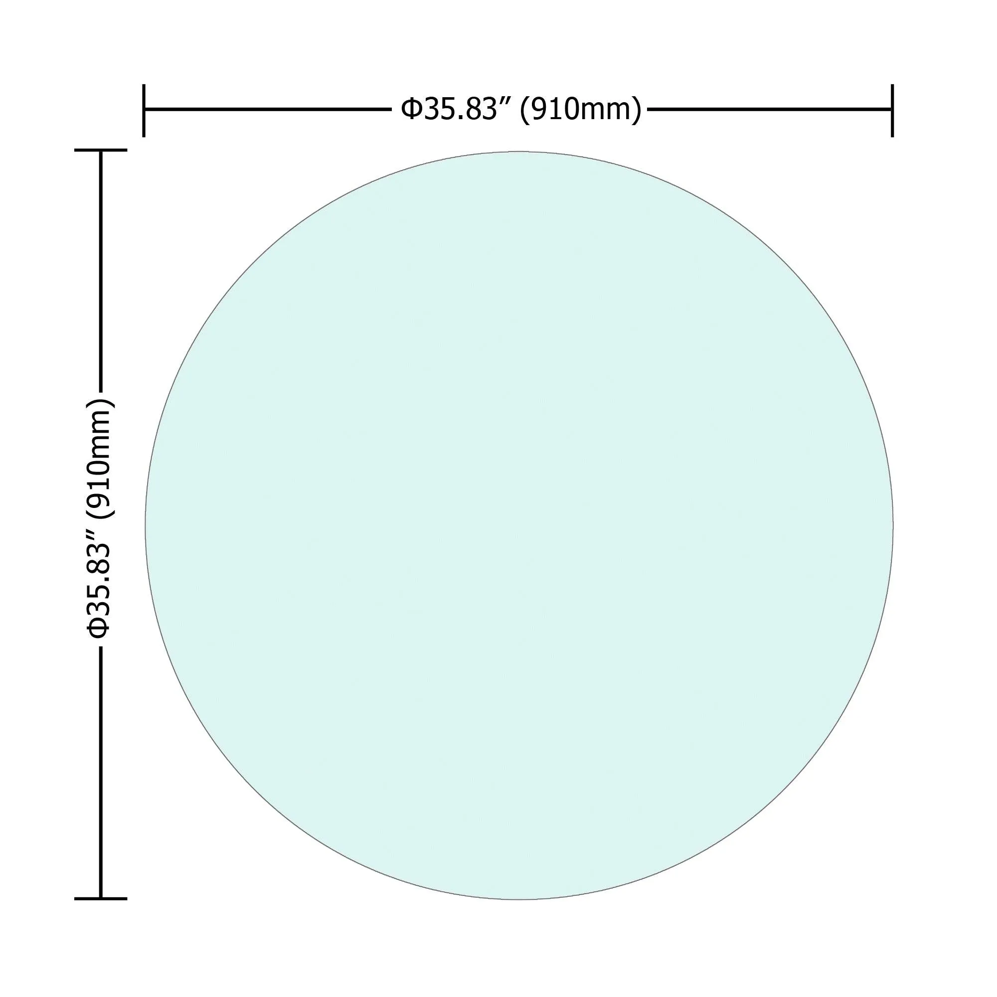 36" Inch Round Tempered Glass Table Top Clear Glass 1/4’’ Inch Thick Round Polished Edge