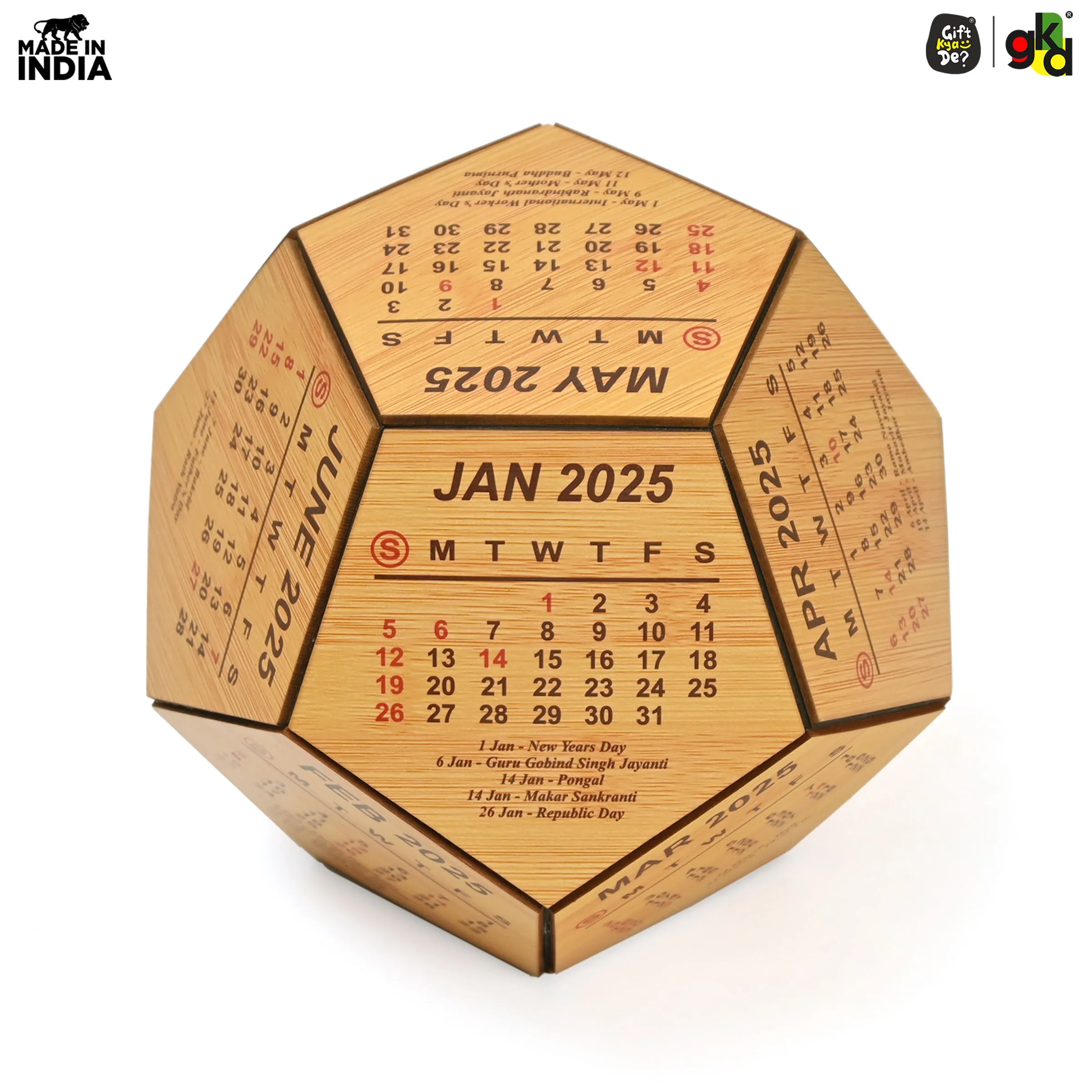 3D Pentagon Desk Calendar 2025 | Table Calendar | Eco-Friendly