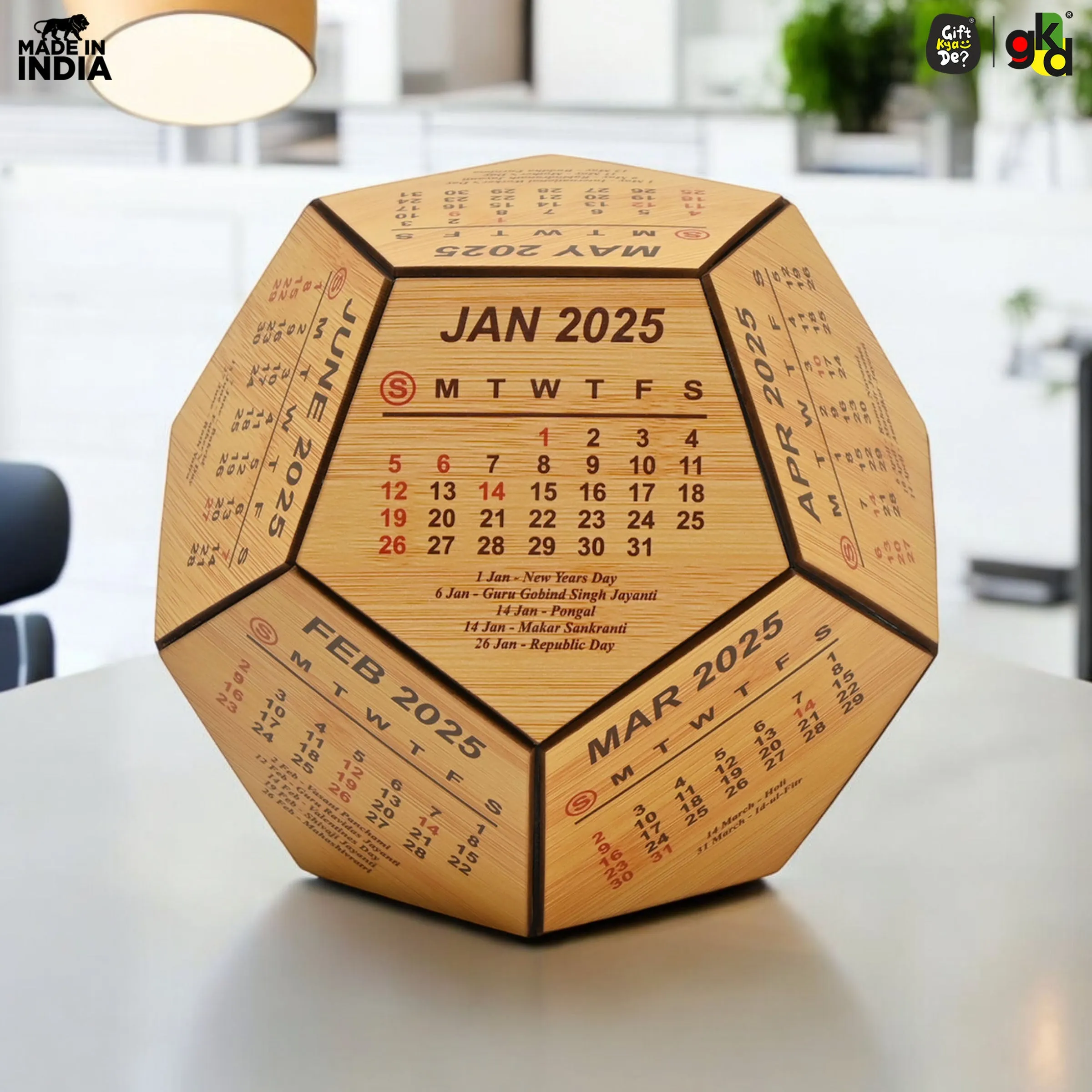 3D Pentagon Desk Calendar 2025 | Table Calendar | Eco-Friendly