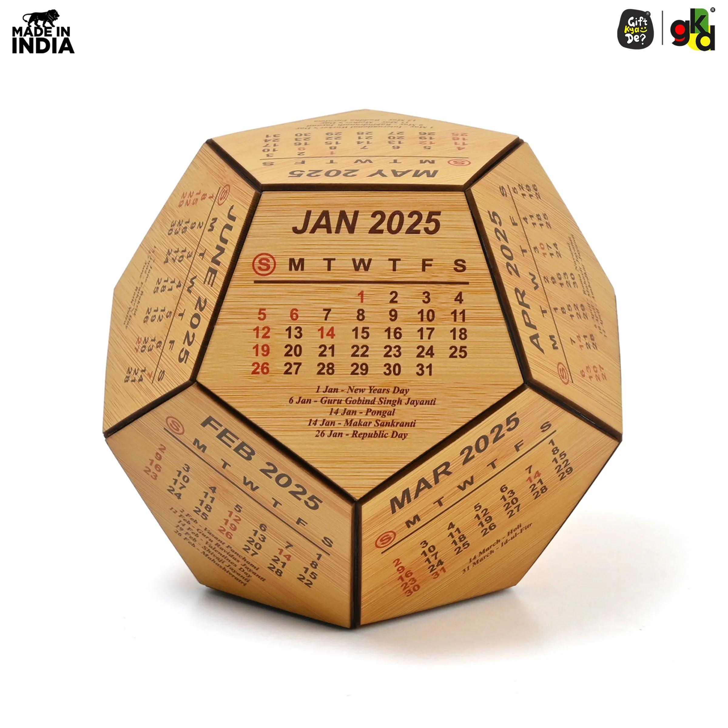 3D Pentagon Desk Calendar 2025 | Table Calendar | Eco-Friendly
