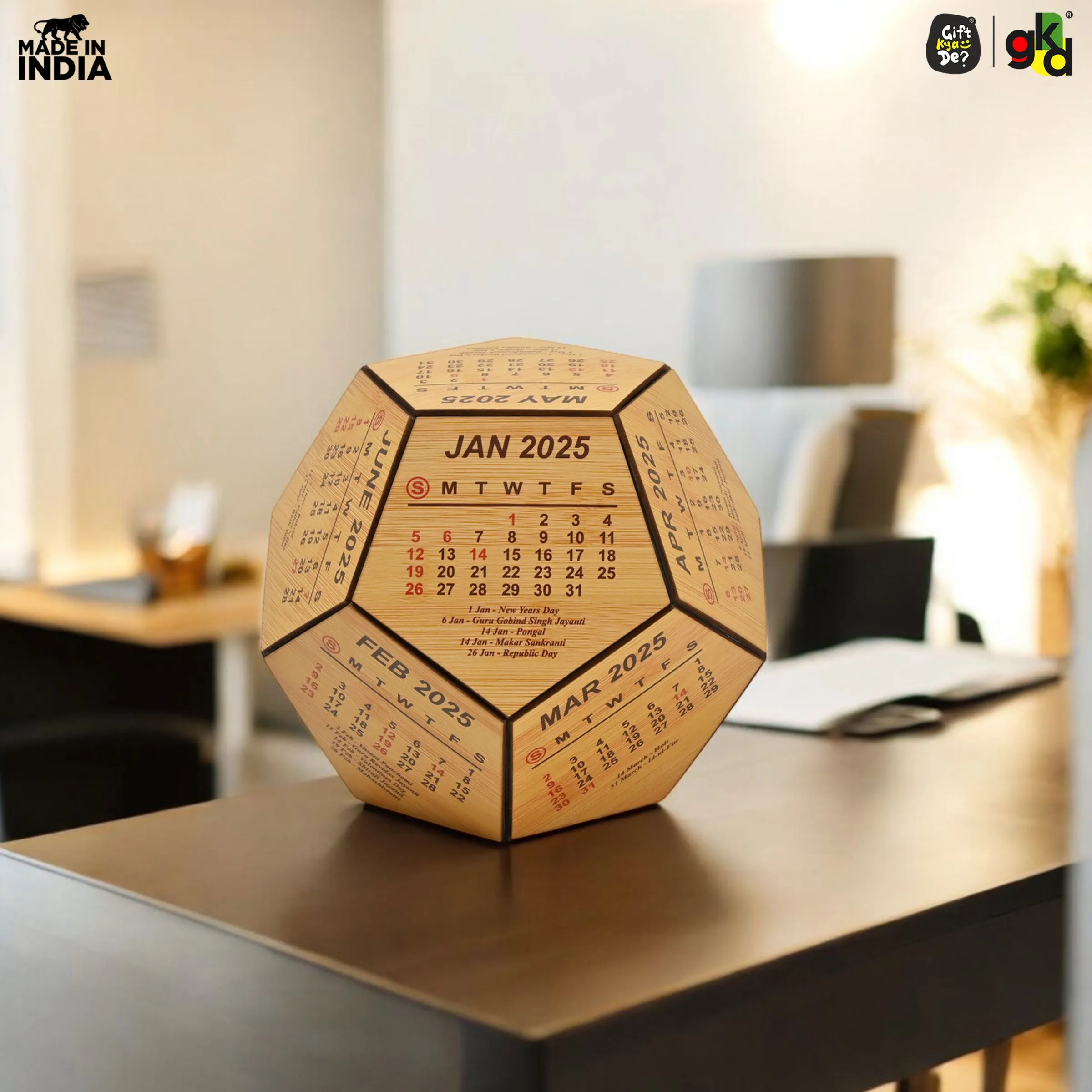 3D Pentagon Desk Calendar 2025 | Table Calendar | Eco-Friendly