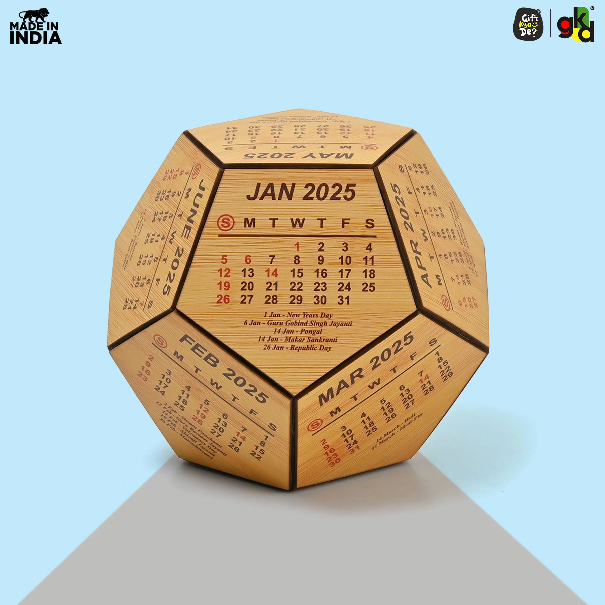 3D Pentagon Desk Calendar 2025 | Table Calendar | Eco-Friendly