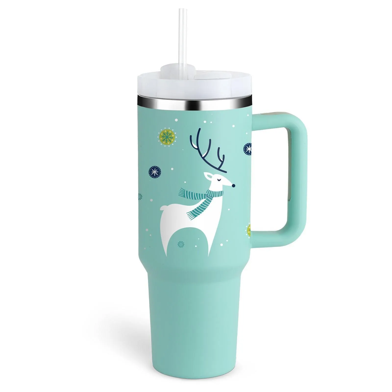 40 Oz Insulated Tumbler with Handle & Straw Spill Proof Vacuum Mug for Travel