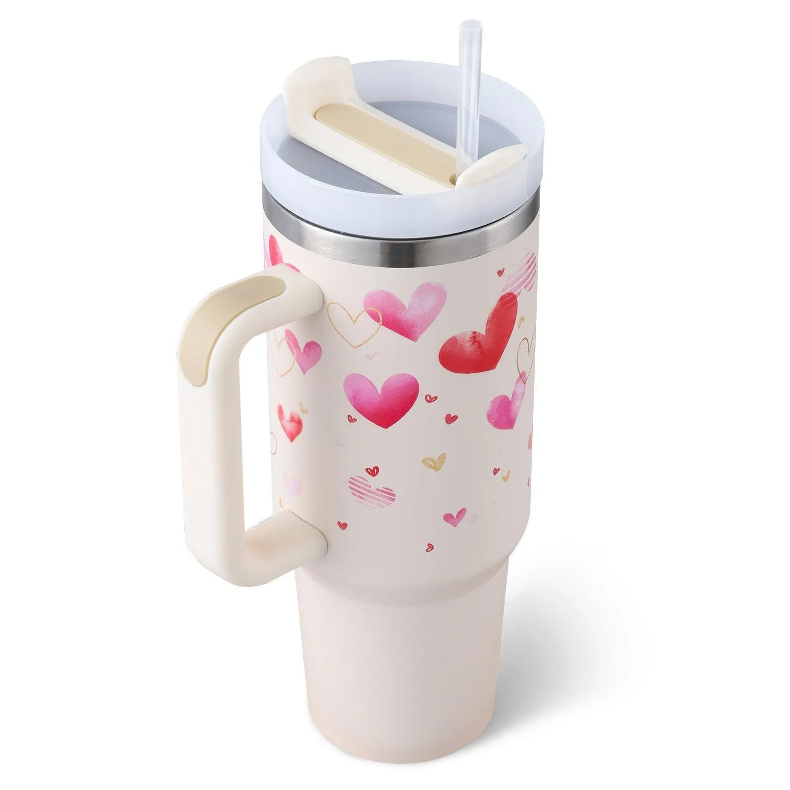 40 Oz Insulated Tumbler with Handle & Straw Spill Proof Vacuum Mug for Travel