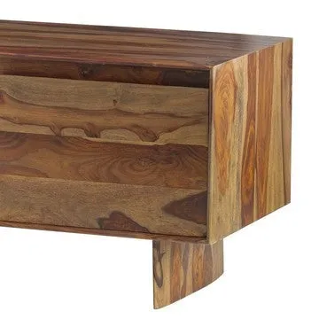 58 Inch TV Media Entertainment Cabinet, 2 Door 1 Shelf, Sheesham Wood Brown By Casagear Home