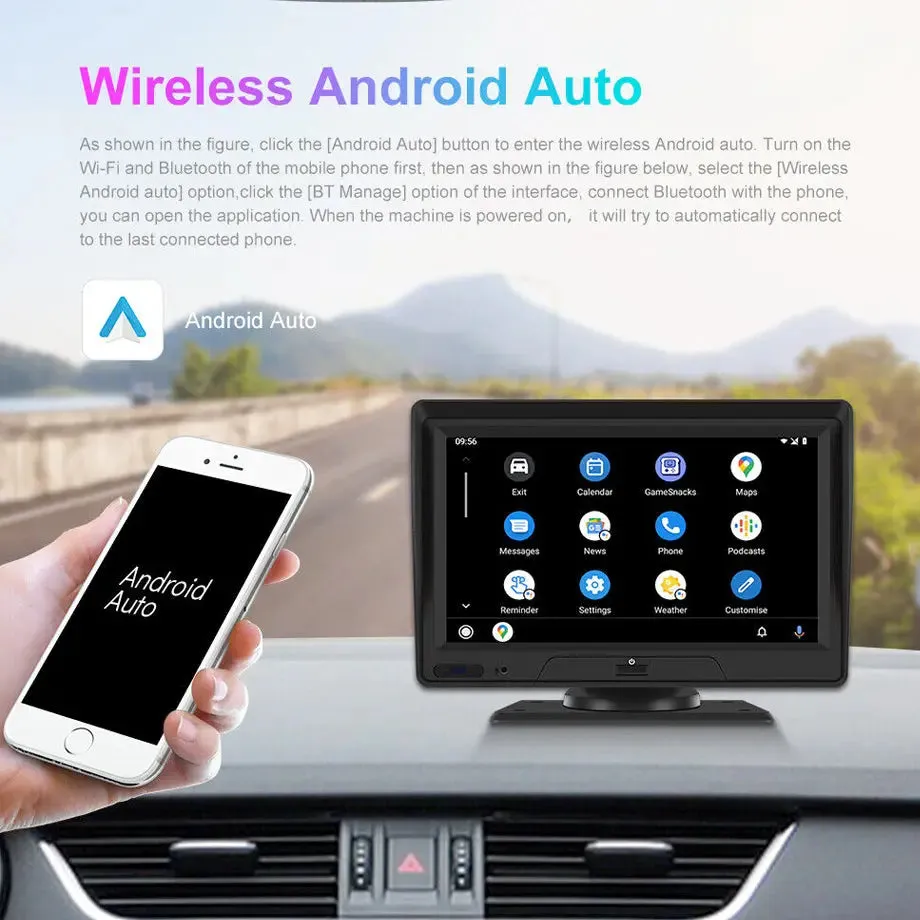 7 Inch 2-Way DVR Camera Screen With Apple Carplay & Android Auto