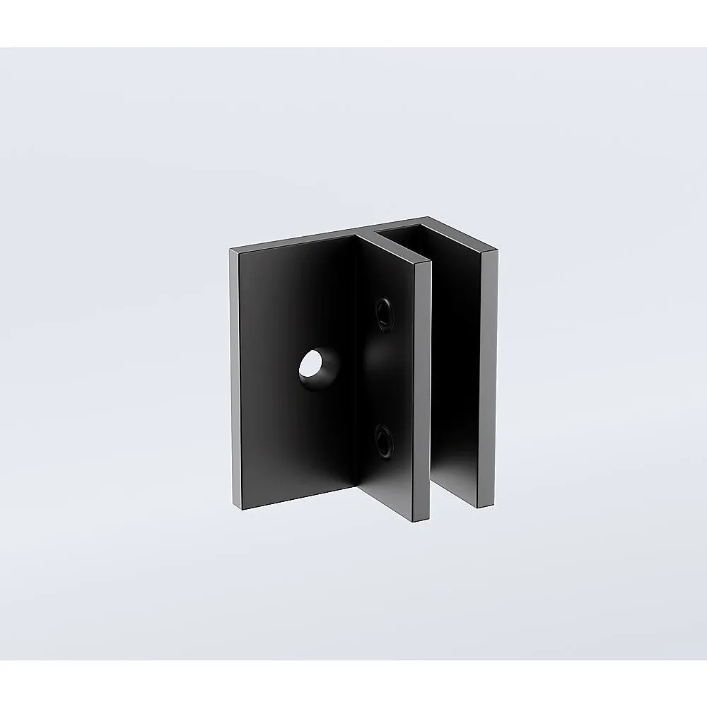 90cm Frameless Diamond Shower Screen with Black Brackets and SS Hinges, Square Knob Handle