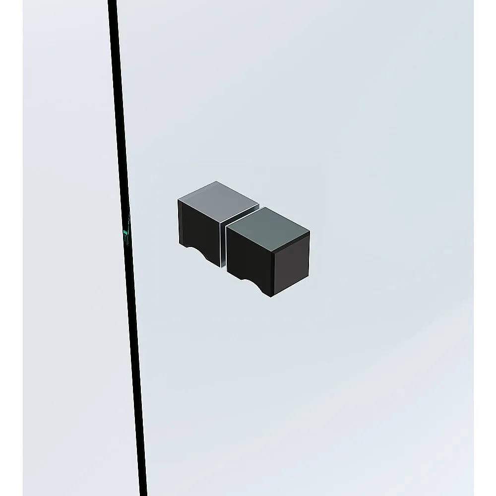 90cm Frameless Diamond Shower Screen with Black Brackets and SS Hinges, Square Knob Handle