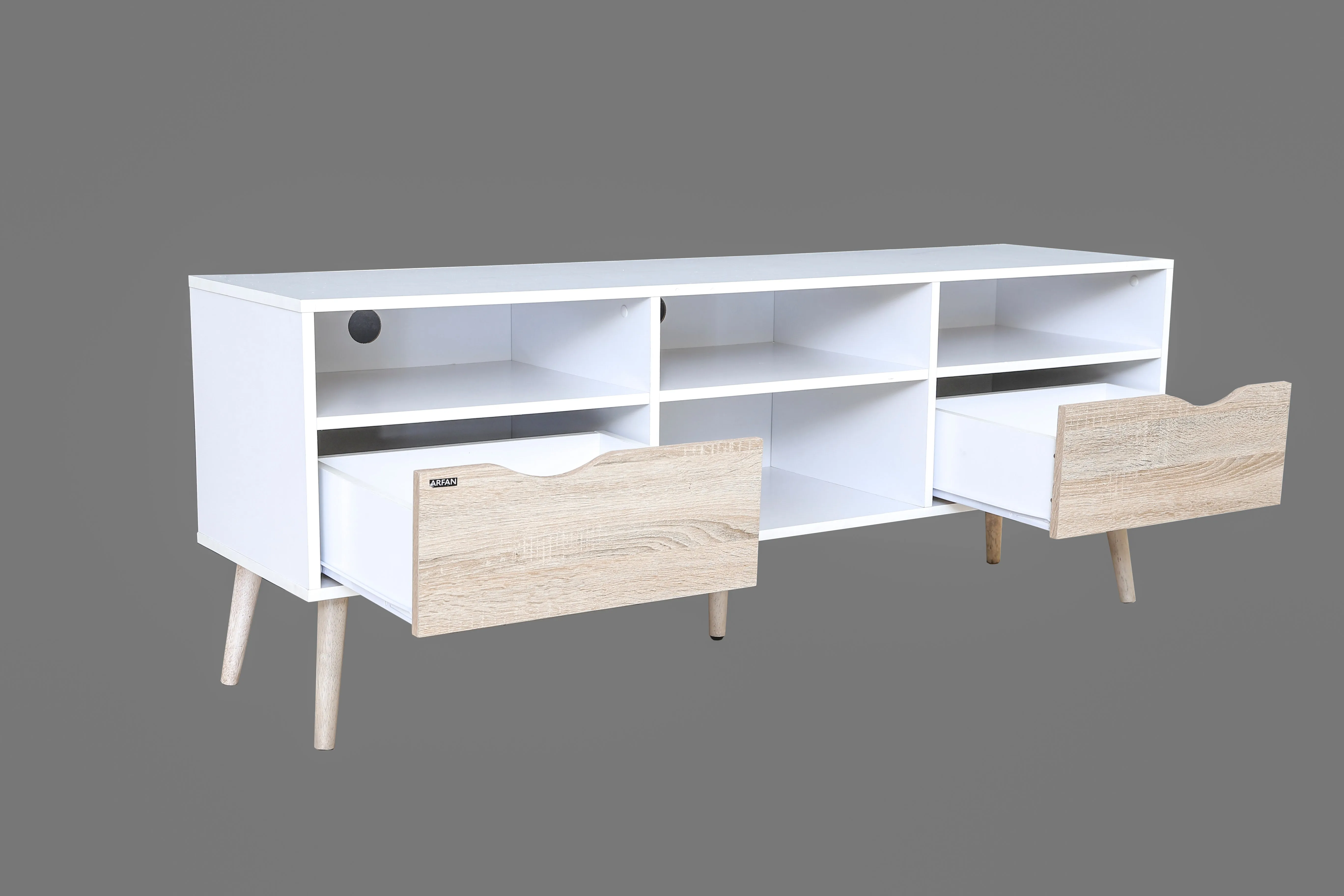 AFT MAJESTIC TV RACK/STORAGE, WHITE SONOMA OAK