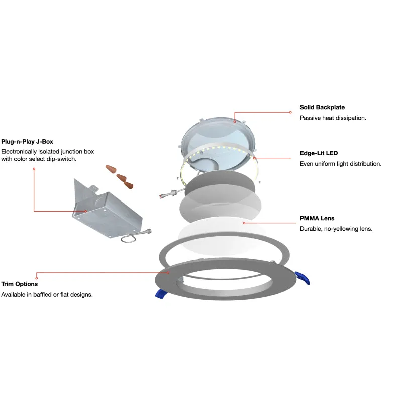 Archipelago LDRS4 Radius 4" Round LED Baffle Downlight, CCT Selectable