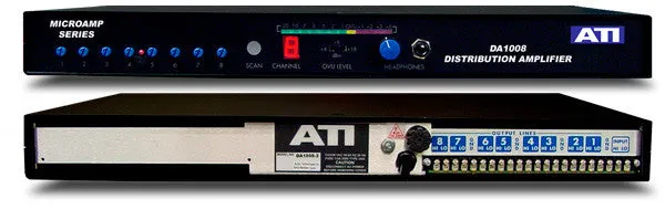 ATI Audio DA1008-2 1X8 Distribution Amplifier metered  22dBm Output Tem Strip I/O