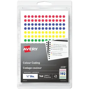 Avery Multi Purpose Round Labels Assorted Colours 1/4"