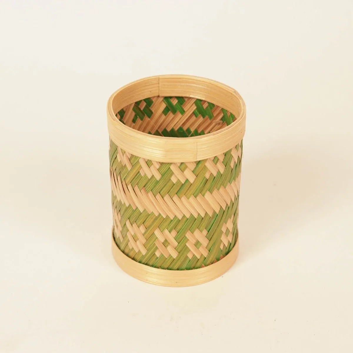 Bamboo Weave Pen Stand - Green