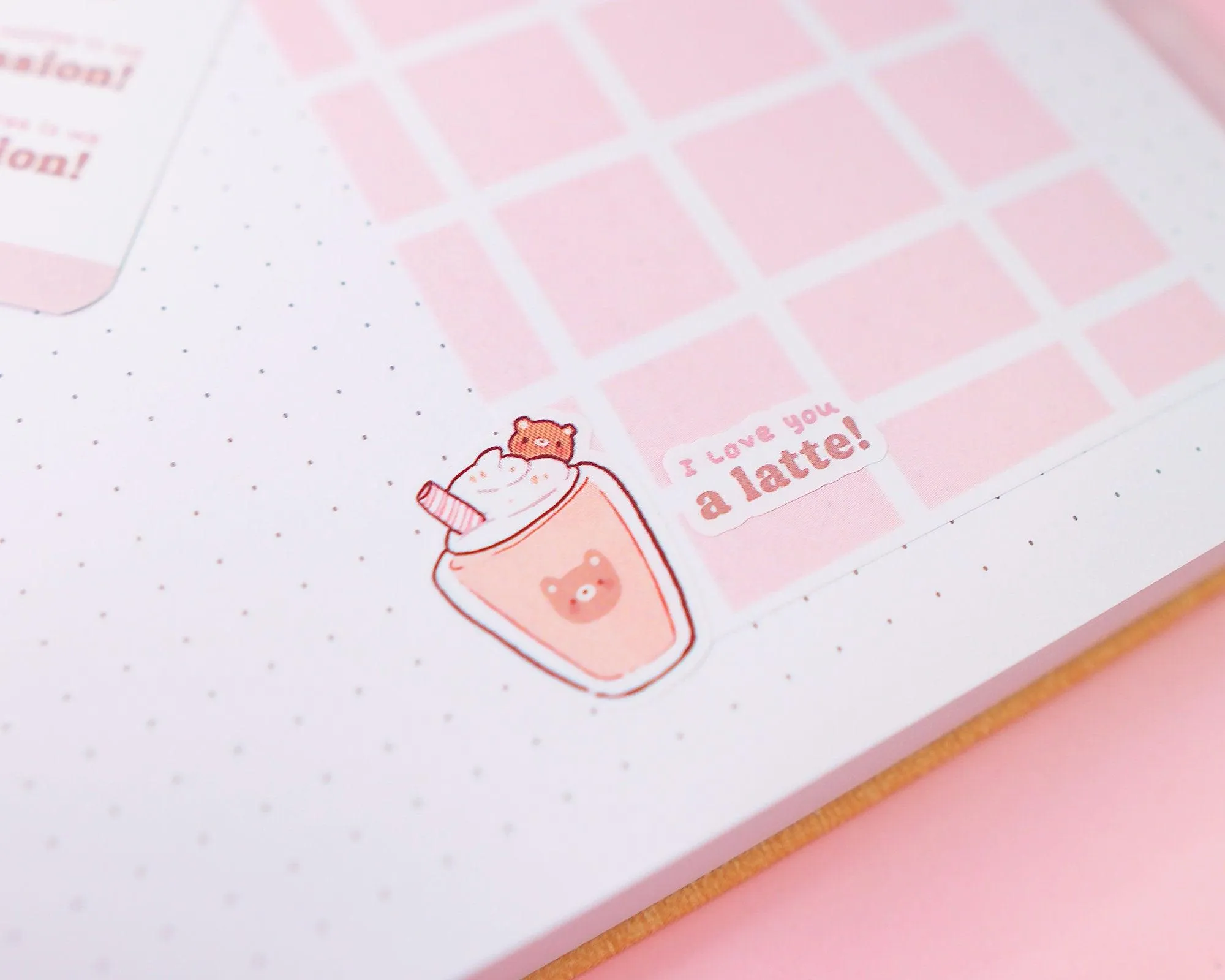 Bearguette Cafe Iced Coffee Sticker Sheet | Kawaii Frappuccino Planner Stickers | Cute Latte Deco Stickers | A6 Coffee Lover Stickers | BC003