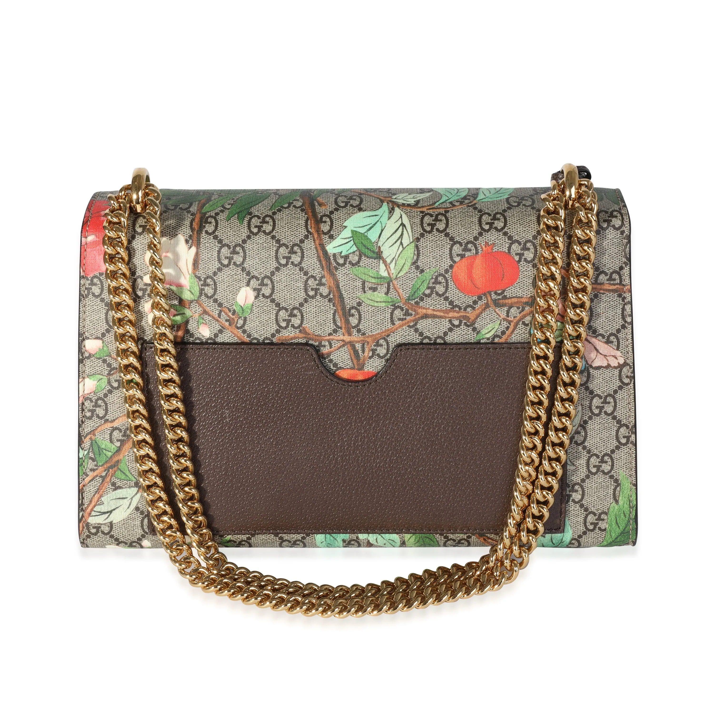 Beige Multicolore Coated Canvas Tian Padlock Medium Shoulder Bag