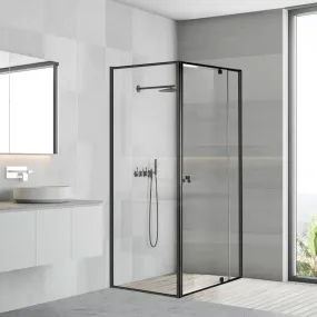 BLACK Semi Frameless Shower Screen - Front and Return - Custom Multiple Sizes
