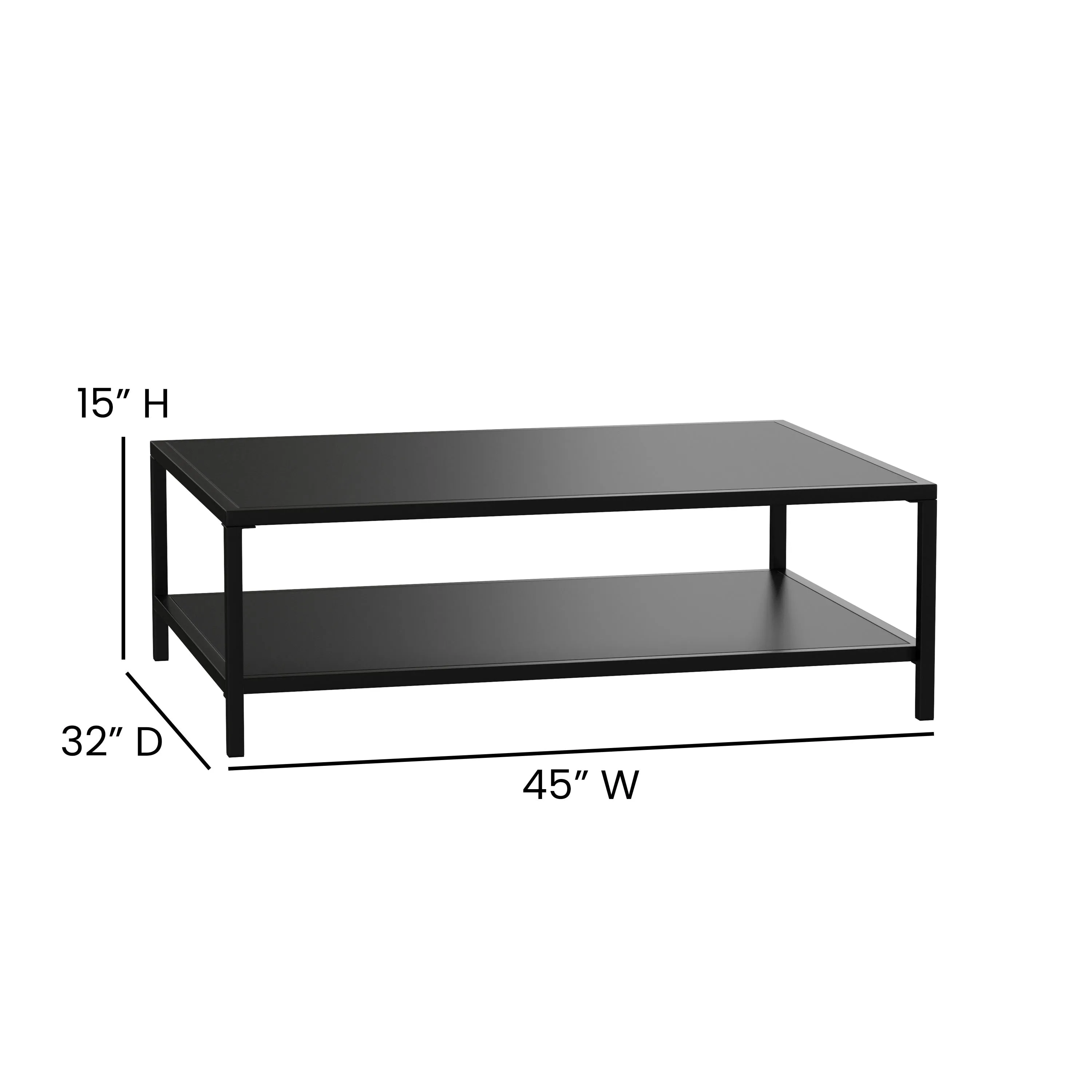 Brock Outdoor 2 Tier Patio Coffee Table Commercial Grade Coffee Table for Deck, Porch, or Poolside - Steel Square Leg Frame