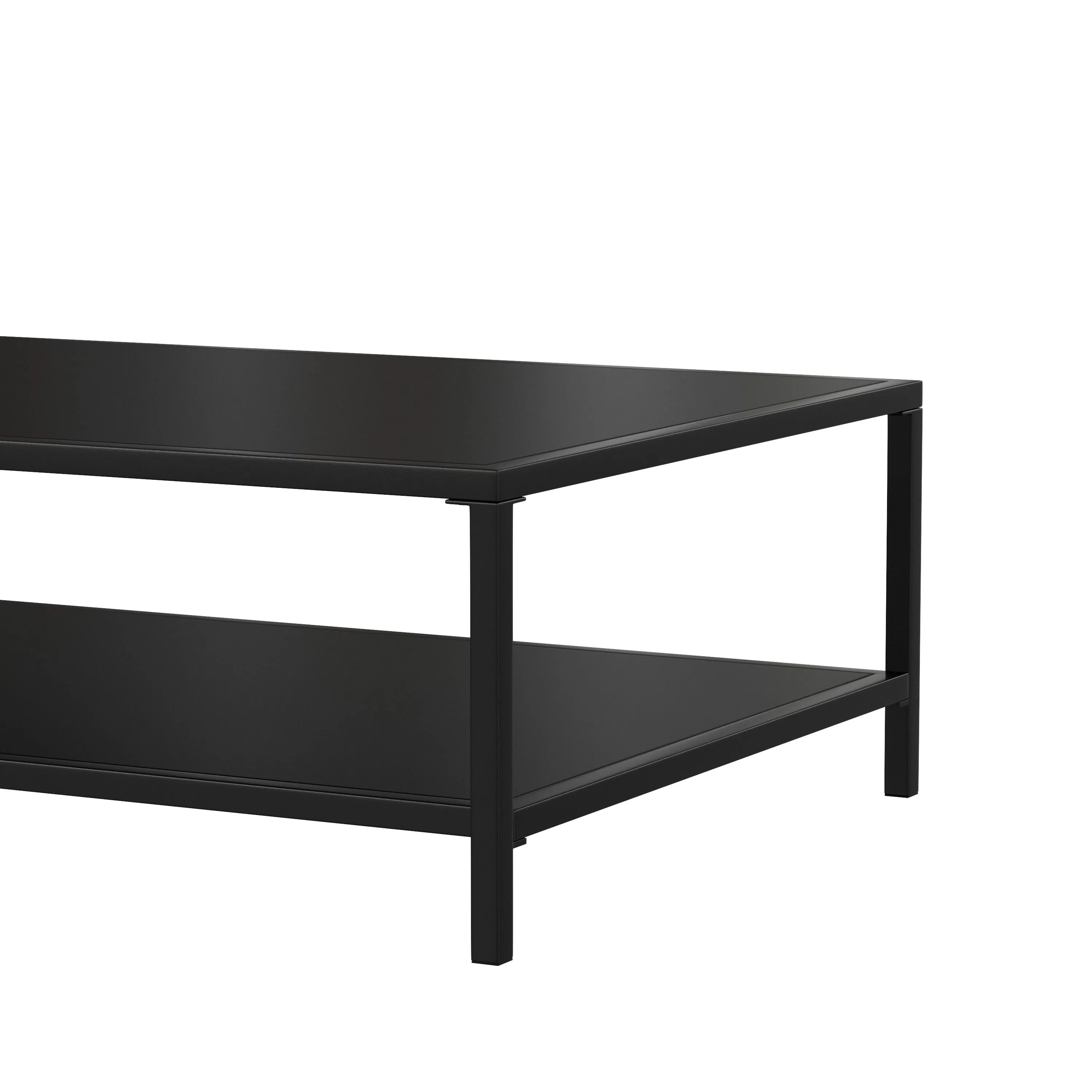 Brock Outdoor 2 Tier Patio Coffee Table Commercial Grade Coffee Table for Deck, Porch, or Poolside - Steel Square Leg Frame