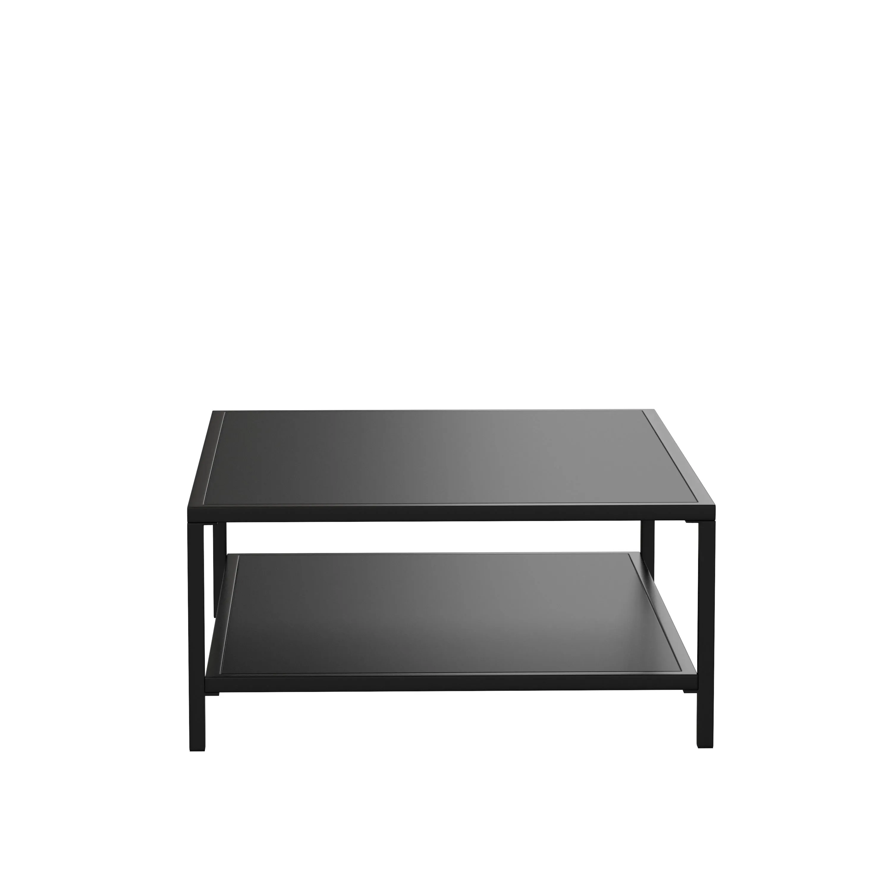 Brock Outdoor 2 Tier Patio Coffee Table Commercial Grade Coffee Table for Deck, Porch, or Poolside - Steel Square Leg Frame