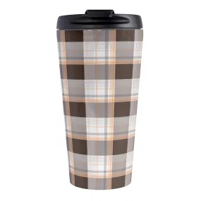 Brown Orange Plaid Travel Mug