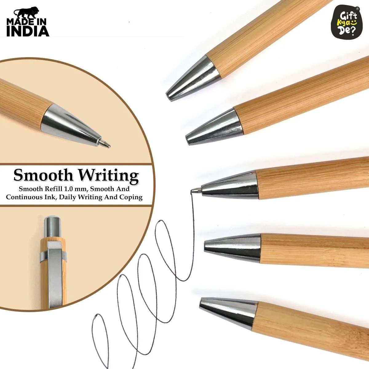 Buy Eco-Friendly Bamboo Pen (Pack Of 5) Online - Gift Kya De