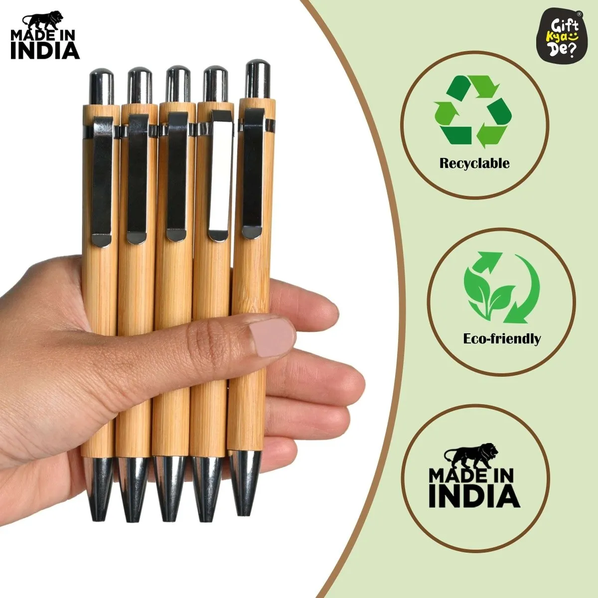 Buy Eco-Friendly Bamboo Pen (Pack Of 5) Online - Gift Kya De