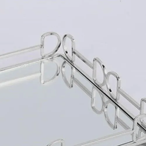 CALANDIS Rectangle Mirror Tray Vanity Serving Tray for Home Bathroom Bedroom L Silver