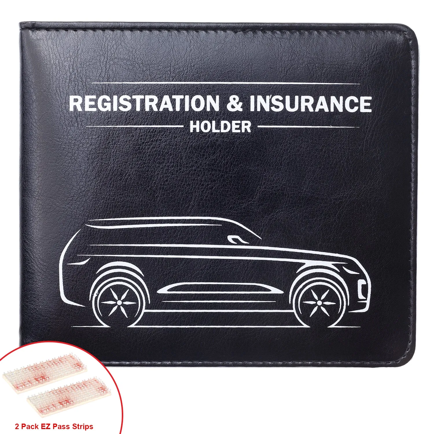 CANOPUS Car Registration and Insurance Holder with Magnetic Closure, Car Document Holder, Vehicle Glove Box Organizer, Wallet for Auto, Motorcycle, Truck, 1 Holder with 2 Sets of EZ Pass Strips