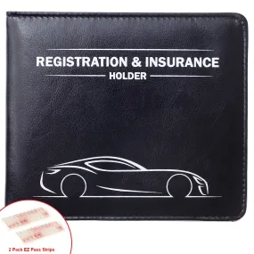 CANOPUS Car Registration and Insurance Holder with Magnetic Closure, Car Document Holder, Vehicle Glove Box Organizer, Wallet for Auto, Motorcycle, Truck, 1 Holder with 2 Sets of EZ Pass Strips