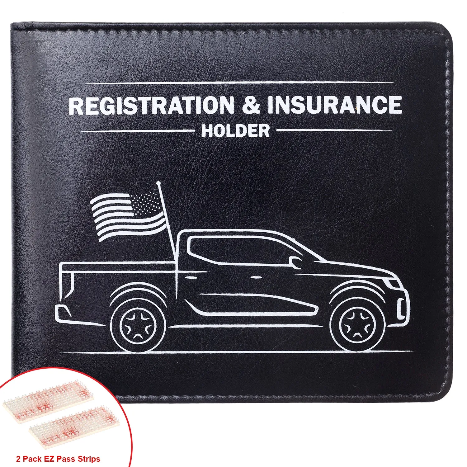 CANOPUS Car Registration and Insurance Holder with Magnetic Closure, Car Document Holder, Vehicle Glove Box Organizer, Wallet for Auto, Motorcycle, Truck, 1 Holder with 2 Sets of EZ Pass Strips