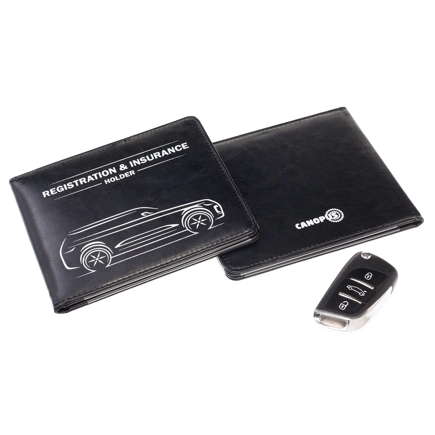 CANOPUS Car Registration and Insurance Holder with Magnetic Closure, Car Document Holder, Vehicle Glove Box Organizer, Wallet for Auto, Motorcycle, Truck, 1 Holder with 2 Sets of EZ Pass Strips