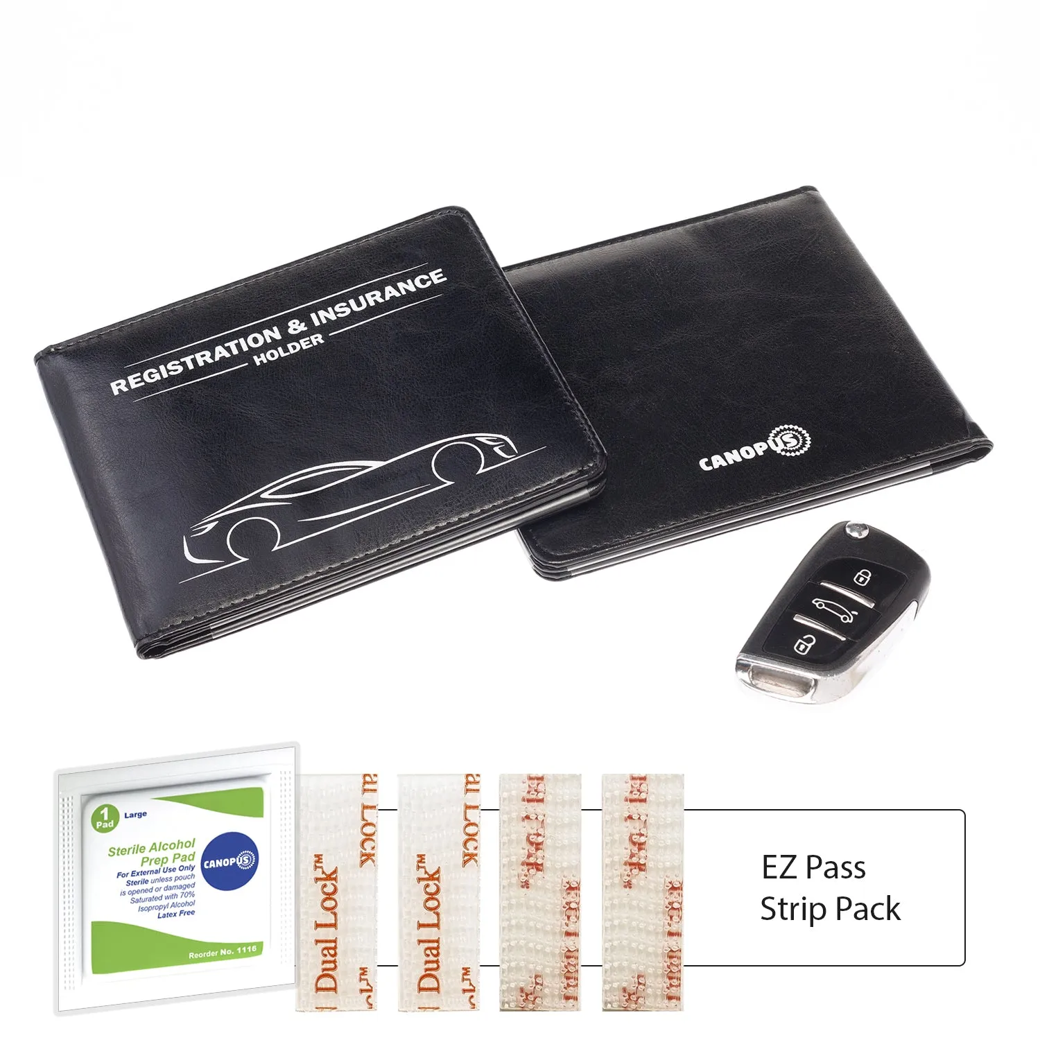 CANOPUS Car Registration and Insurance Holder with Magnetic Closure, Car Document Holder, Vehicle Glove Box Organizer, Wallet for Auto, Motorcycle, Truck, 1 Holder with 2 Sets of EZ Pass Strips