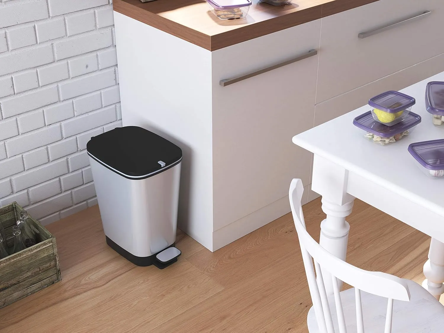 Curver Chic 35L Pedal Bin  - Steel Look