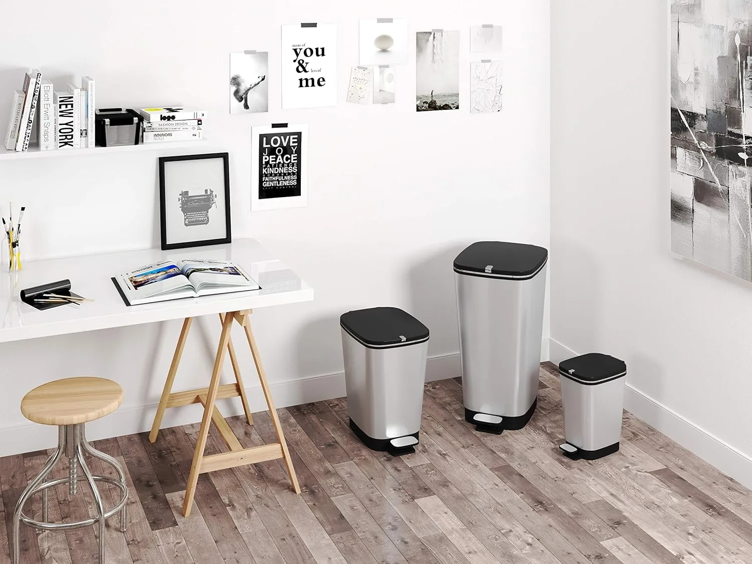 Curver Chic 35L Pedal Bin  - Steel Look