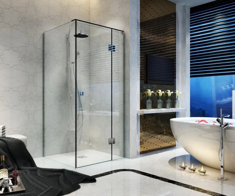 Custom Fully Frameless Shower Screen Front and Return - 600mm-2400mm Width - 2000mm Height