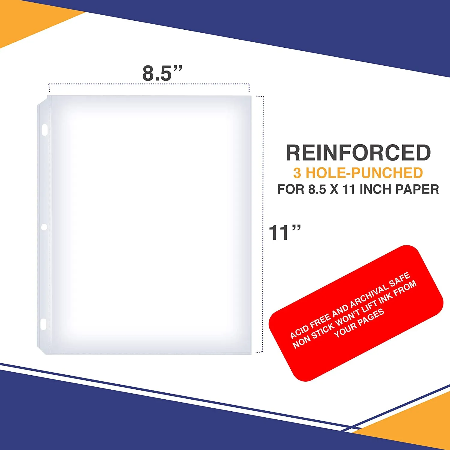 Durable Clear Page Protectors, 8.5 x 11 inch - 50 Pack