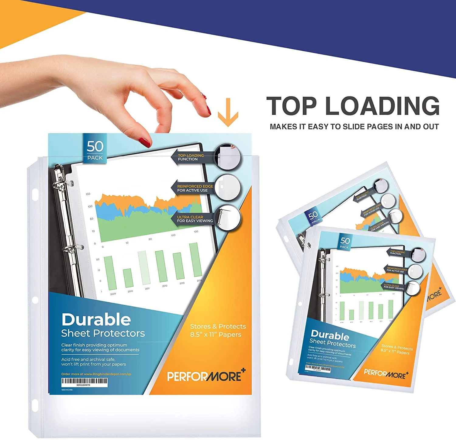 Durable Clear Page Protectors, 8.5 x 11 inch - 50 Pack