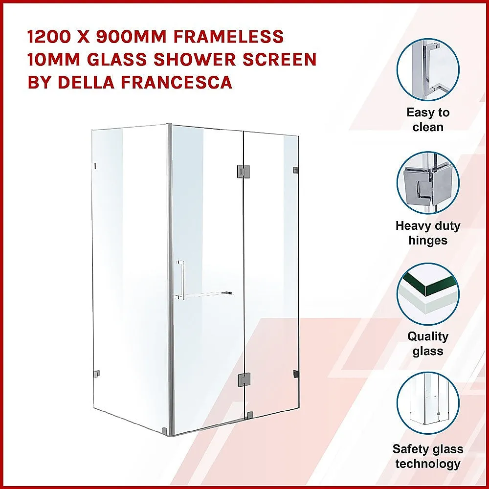 Easy-Clean Frameless 10mm Glass Shower Screen - 1200 x 900mm