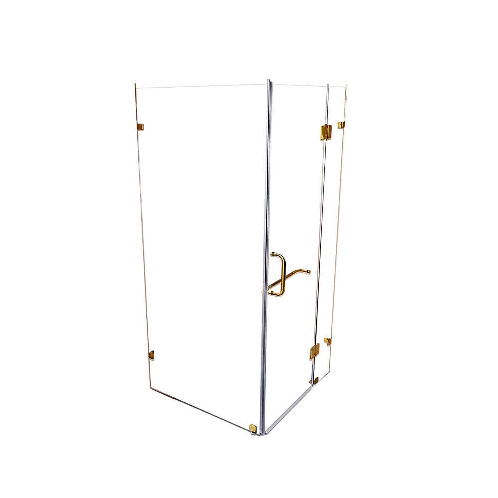 Easy Clean Frameless Glass Shower Screen 100x90cm Gold Hardware