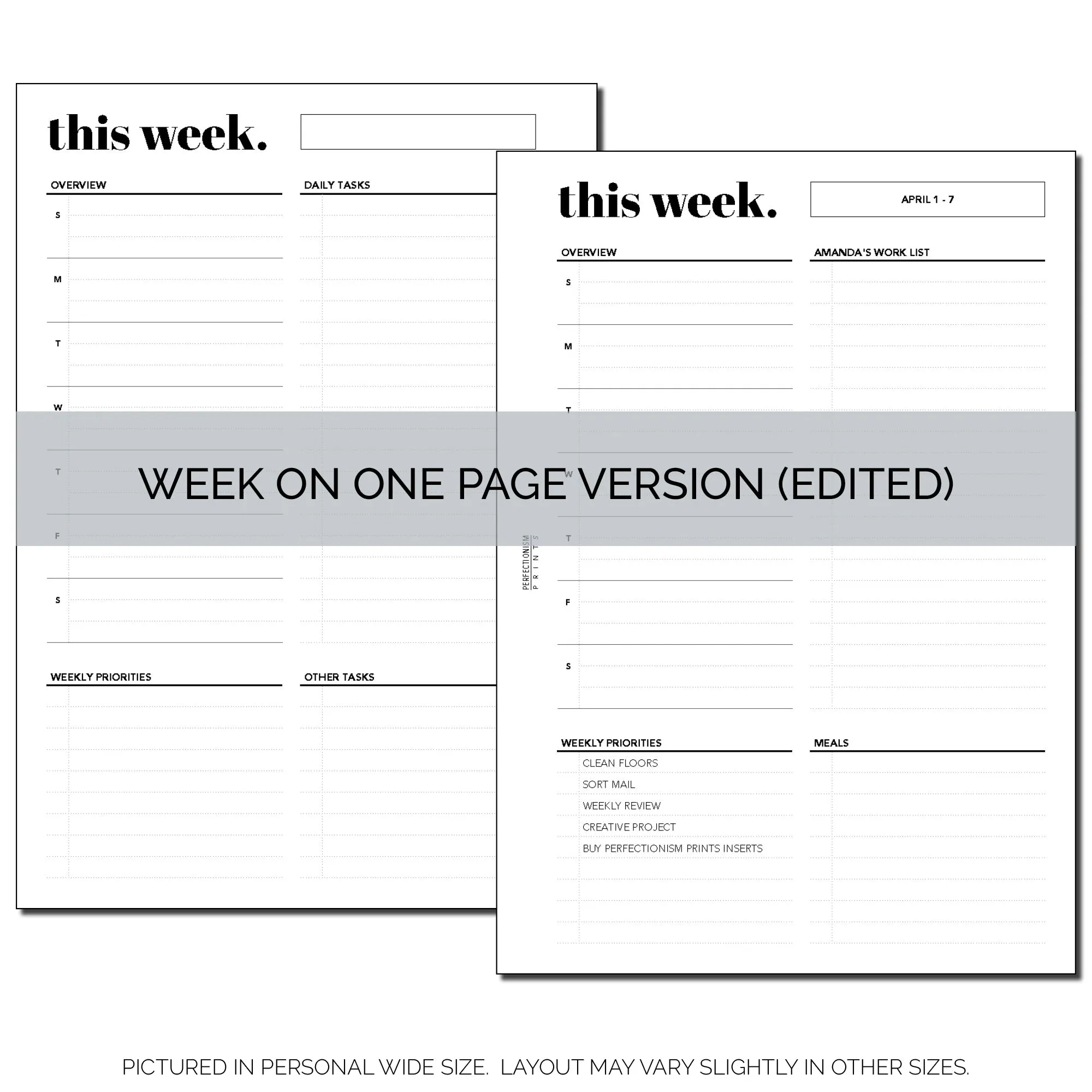 Editable Weekly // Plan With Bee x Perfectionism Prints Collab